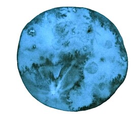 watercolor illustration moon texture and background blue planet