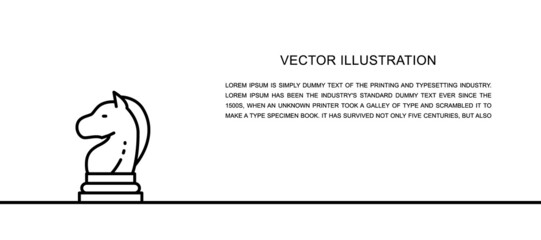 Vector chess horse, knight piece, strategy one line icon. Continuous one line illustration.