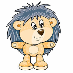 cute hedgehog character spread his paws in different directions, cartoon illustration, isolated object on a white background, vector,