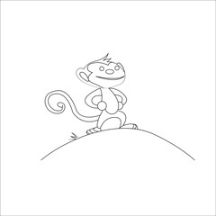 Animal outline for monkey on vine illustration