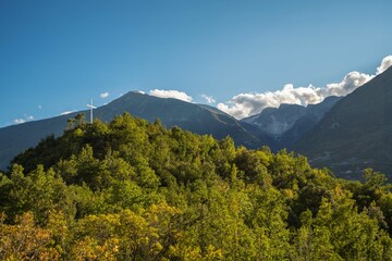 Beautiful mountain valley with gentle hills in Albania