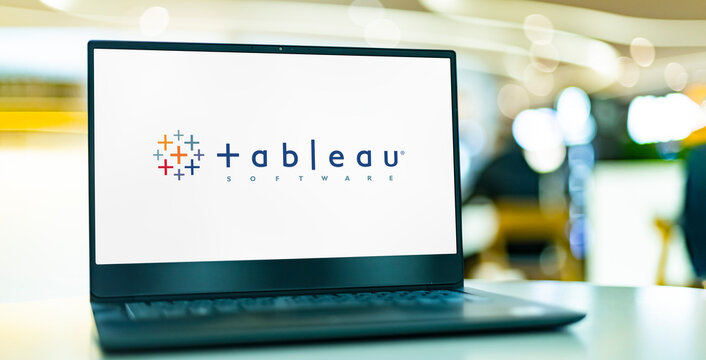 Laptop Computer Displaying Logo Of Tableau Software