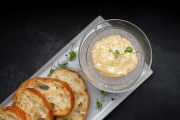 Salted pike caviar, on ice with toast