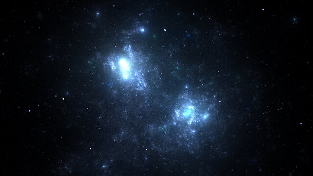 Cosmic background of stars and galaxies. A dark infinite universe with shining stars and constellations. Stellar space. Stardust nebulae. 3d render