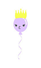 Doodle Birthday Party Balloons. Cute cartoon character. Vector illustration