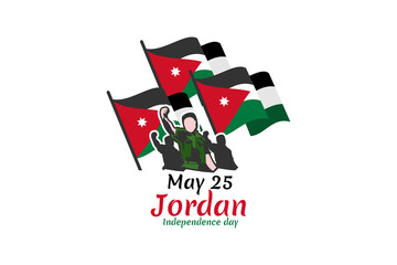May 25 Kingdom of Jordan Independence Day vector illustration. Suitable for greeting card, poster and banner.