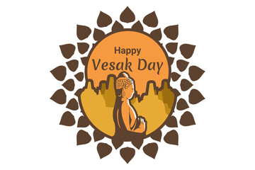 Happy Vesak day. Vesak or Waisak day vector illustration. Suitable for greeting card, poster and banner 