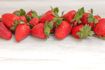 Fresh strawberries, top view. Nature fruit concept and healty eating