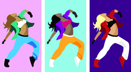 Dancing girls of different races and in different clothes