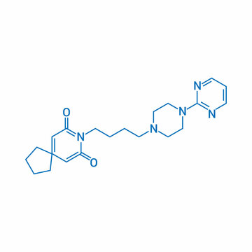 Chemical Structure Of Buspirone (C21H31N5O2)