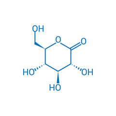 chemical structure of Glucono delta-lactone (C6H10O6)