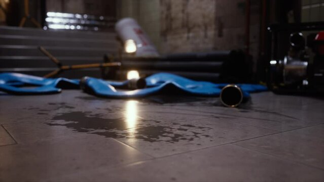 wet floor in empty metro