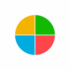 Fototapeta premium Pie chart with four same size sectors vector illustration on white background