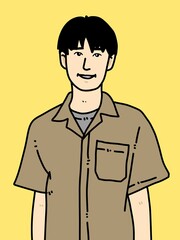 cute man cartoon on yellow background