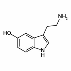 Fototapeta premium chemical structure of Serotonin (C10H12N2O)