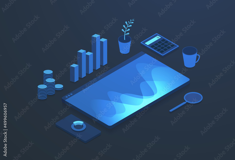 Poster ecommerce metrics analytics and tracking. financial statistics reports concept. business dashboard w