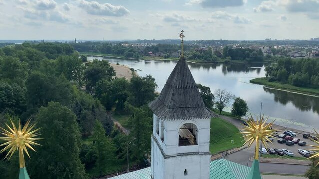 Russia, Yaroslavl airview at sunny day. Russian ancient architecture