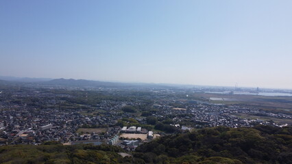 竜王山山頂から見る新緑の桜と小野田市と宇部 の街並み2022　山口県観光　#小野田市 #宇部  #竜王山新緑の桜