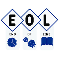 EOL - End of Line acronym. business concept background. vector illustration concept with keywords and icons. lettering illustration with icons for web banner, flyer, landing pag