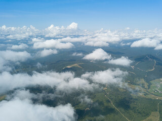 Fototapeta premium High flight in the mountains of the Ukrainian Carpathians. Aerial drone view.