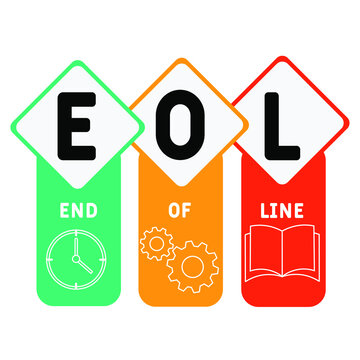 EOL - End of Line acronym. business concept background. vector illustration concept with keywords and icons. lettering illustration with icons for web banner, flyer, landing pag