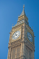 Fototapeta na wymiar United Kingdom (UK) - London - Westminster City - Upper level of Big Ben with huge clocks on two sides