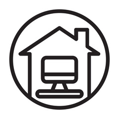 Work at home ,Home Office outline icon.