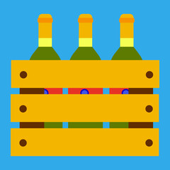 Case of wine. Agricultural products. Color illustration. Vector.  - obrazy, fototapety, plakaty