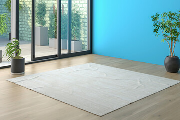 Obraz premium 3D rendering of modern empty room interior .Plant pot. Parquet floor