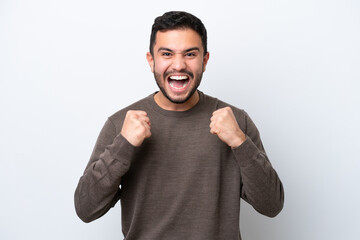 Young Brazilian man isolated on white background frustrated by a bad situation