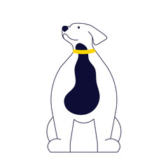 White dog labrador sits, stylized pet