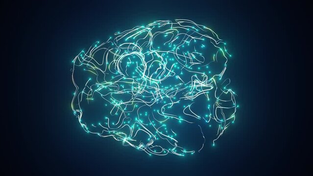 Hologram Brain activity visualization with particles top view