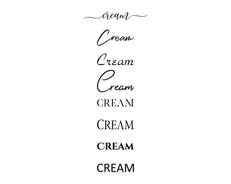 cream in the creative and unique  with diffrent lettering style	