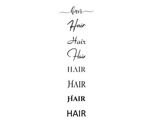 hair in the creative and unique  with diffrent lettering style	