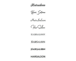 hair saloon in the creative and unique  with diffrent lettering style	
