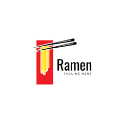 Ramen logo with Japanese text that is interpreted as Ramen, Japanese food Ramen, Vector Logo Template, Japanese restaurant, Ramen restaurant, food icon, design flat illustration