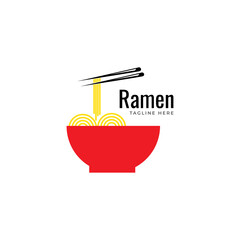 Ramen logo with Japanese text that is interpreted as Ramen, Japanese food Ramen, Vector Logo Template, Japanese restaurant, Ramen restaurant, food icon, design flat illustration