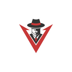 Villain mafia logo design. Mafia character icon vector illustration. Gangster logo. - obrazy, fototapety, plakaty