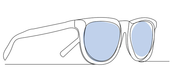 glasses drawing by one continuous line, sketch, vector - obrazy, fototapety, plakaty