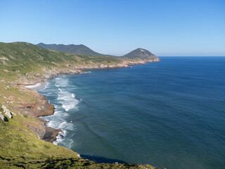 Amazing drone view of paradise beach. Praia dos Anjos, Arraial do Cabo, Rio de Janeiro, Brazil
