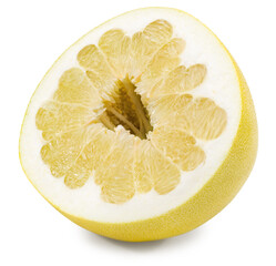 Slice pomelo fruit isolated on white background. Clipping path and full depth of field