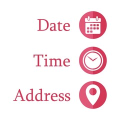 Date, Time, Address or Place Icons Symbol