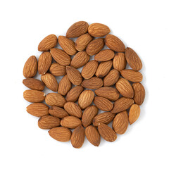 heap of peeled almond nuts, close up