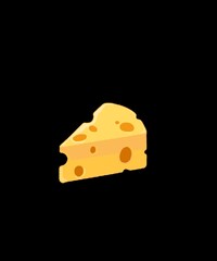 Illustration of cheese on a dark background. Yellow cheese for website design. Poster for National Cheese Day, June 4th.