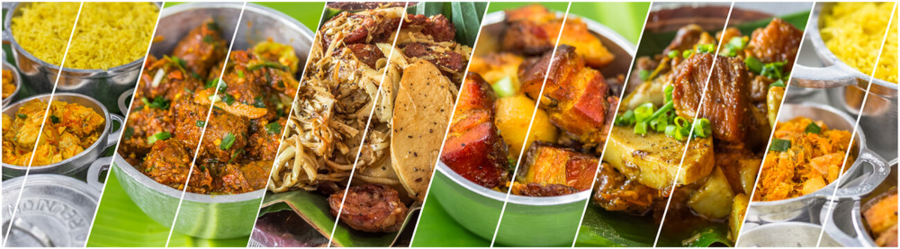 Collage de plats de la gastronomie réunionnaise 