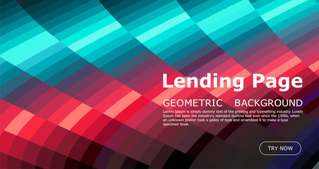 Abstract background with colorful geometric cells in blue and red colors. Vector landing page wallpaper. Minimal geometric background. Dynamic shapes web composition.