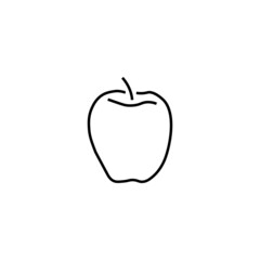 Monochrome outline sign suitable for web sites, books, banners, stores, advertisements. Editable stroke. Line icon of apple