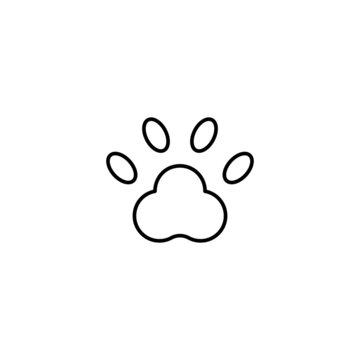 Monochrome outline sign suitable for web sites, books, banners, stores, advertisements. Editable stroke. Line icon of dogs paw