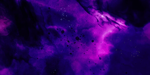 abstract pink and purple gradient watercolor background with brush stroke and clouds splashes. Grungy colorful background. Colorful watercolor background puffy clouds in bright colors of blue
