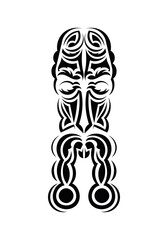 Face in traditional tribal style. Ready tattoo template. Flat style. Vector illustration.